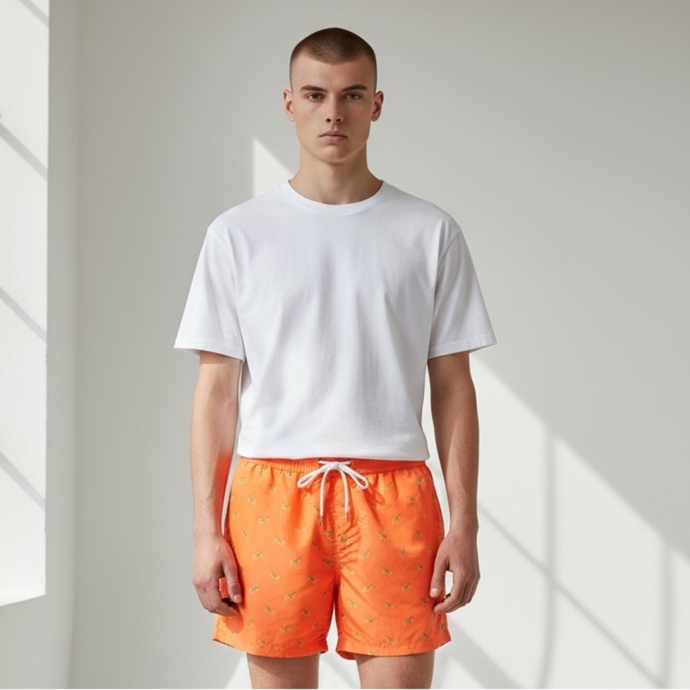 POLO Ralph Lauren men’s swim trunks. Large. Orange with green crickets. NWOT